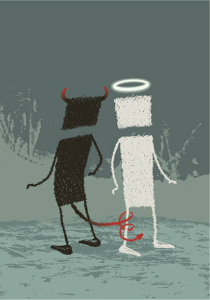 Angel e devil - ilustração de arte em vetor