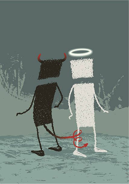 ангел и дьявол - expressing positivity devil angel moral dilemma stock illustrations