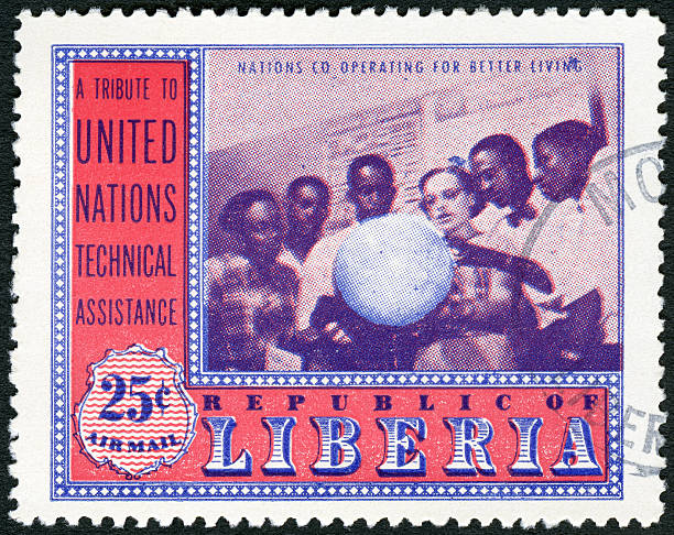 istock Postage stamp Liberia 1954 shows Geography class 494296183