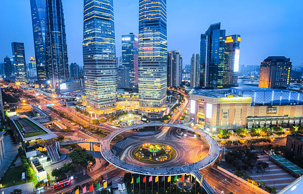istock beautiful shanghai downtown in nightfall 494296803