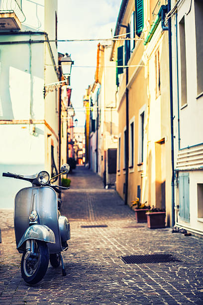 Typical small street in a fishing village in Sardinia / Italia