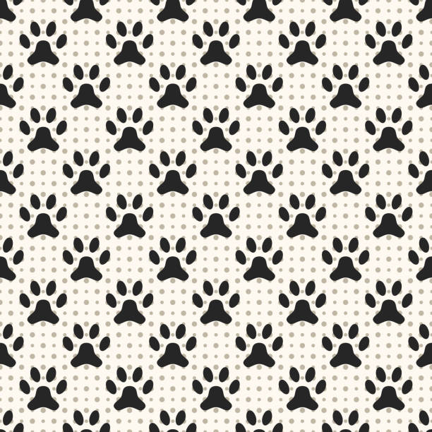бесшовные животных лапы след и рисунком в горошек.  бесконечные textur - dog spotted purebred dog kennel stock illustrations