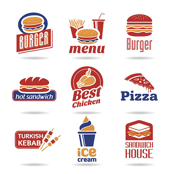 Conjunto de ícones de Fast food - ilustração de arte vetorial