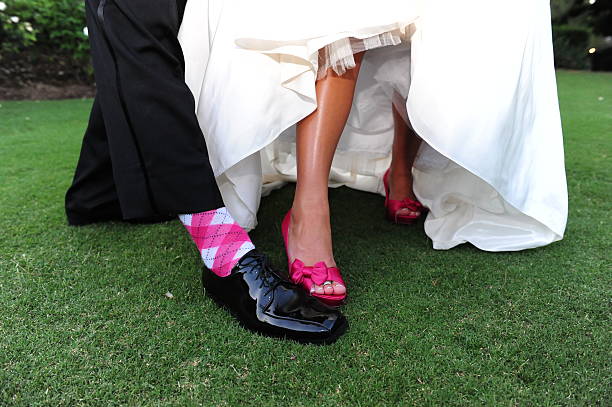 Bride & Groom Feet in Shoes Wedding Day