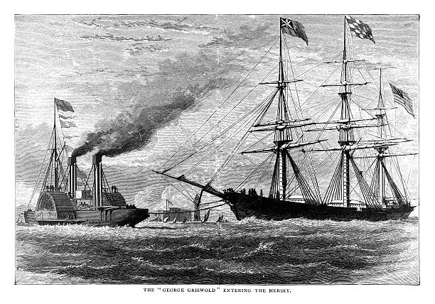 The George Griswold Entering The Mersey The George Griswold Entering The Mersey river mersey northwest england stock illustrations