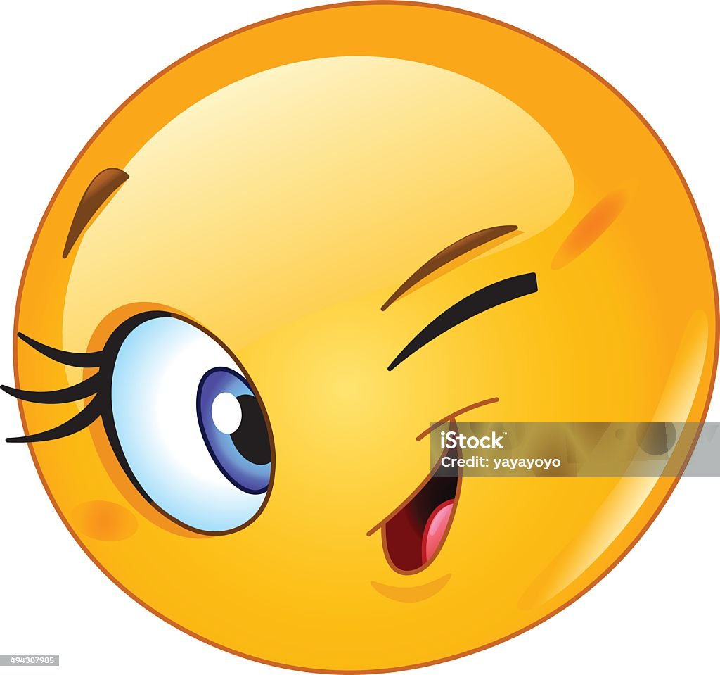 Female emoticon winking Emoticon stock vector