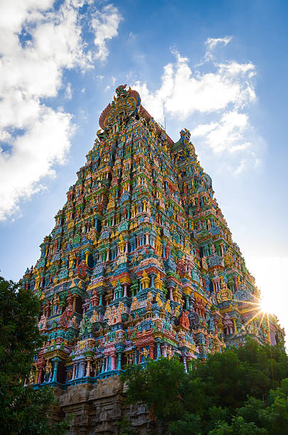 tempio indù meenakshi di madurai, tamil nadu, sud india - shiva indian culture god hinduism foto e immagini stock
