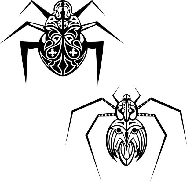 ilustrações de stock, clip art, desenhos animados e ícones de aranha tatuagem - silhouette spider tarantula backgrounds