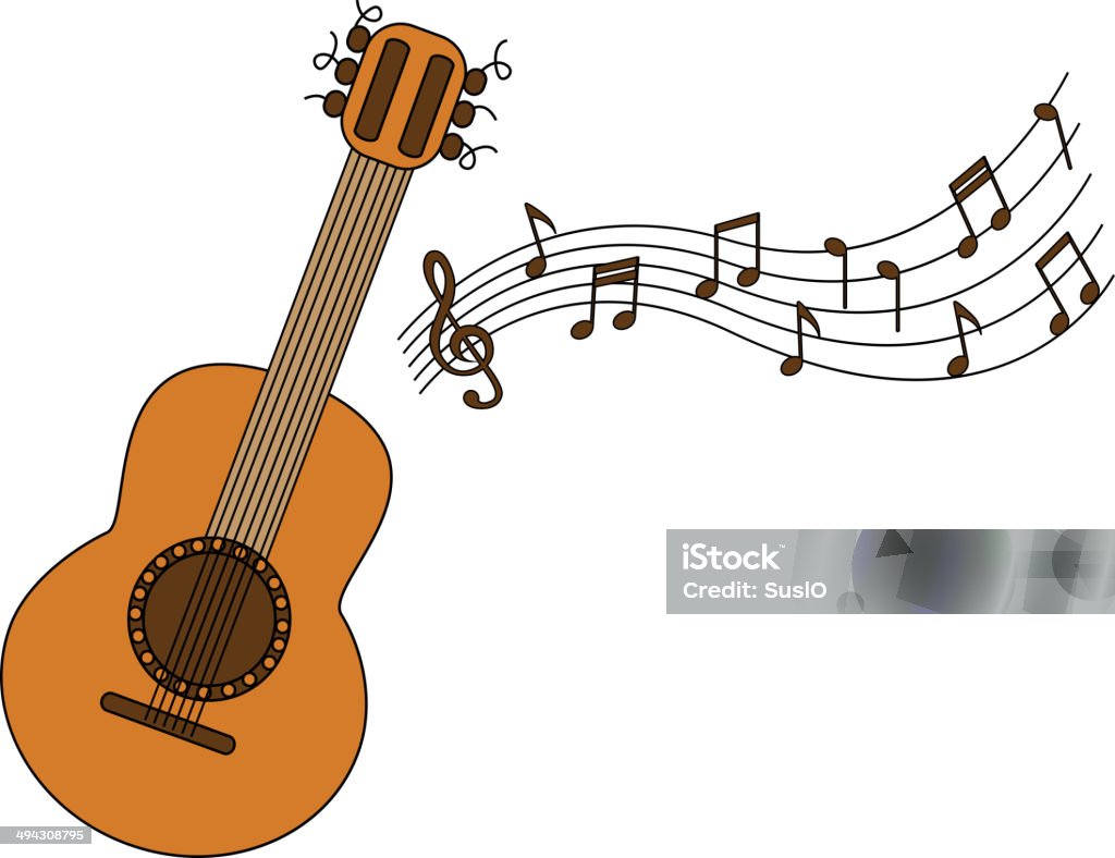 말풍선이 있는 어쿠스틸 기타 악보 0명에 대한 스톡 벡터 아트 및 기타 이미지 - 0명, 기타-현악기, 문화 - Istock