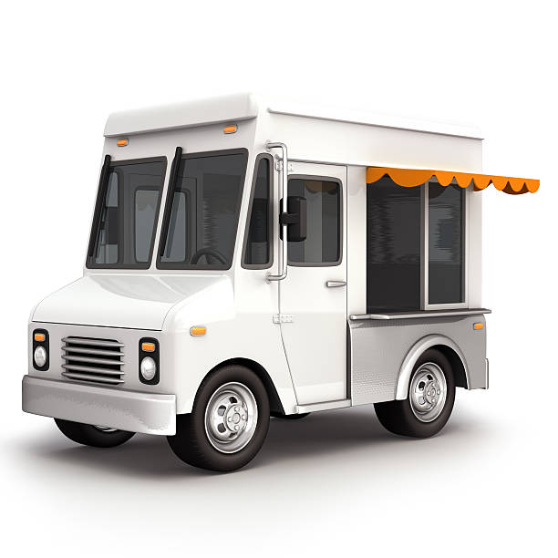 istock Food truck white 494308959