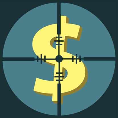 Scope for target Money with blue background