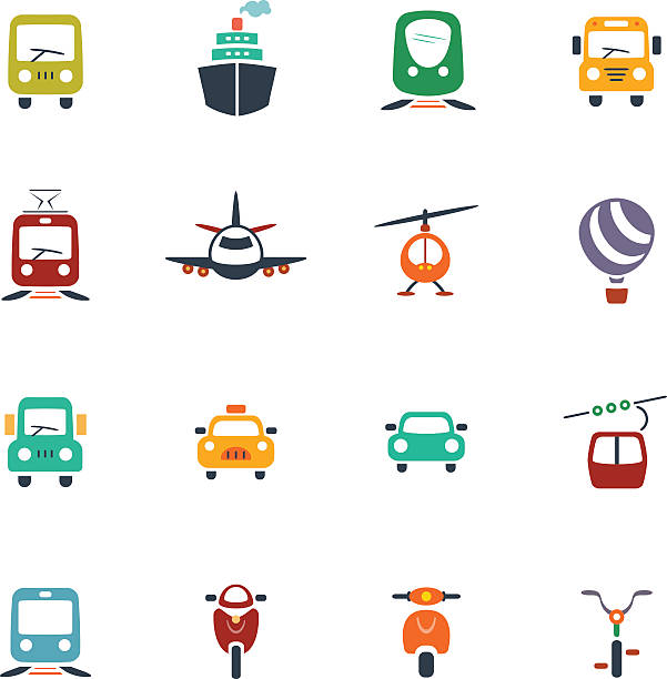 ilustrações, clipart, desenhos animados e ícones de ícone de transporte conjunto - train people cable car transportation