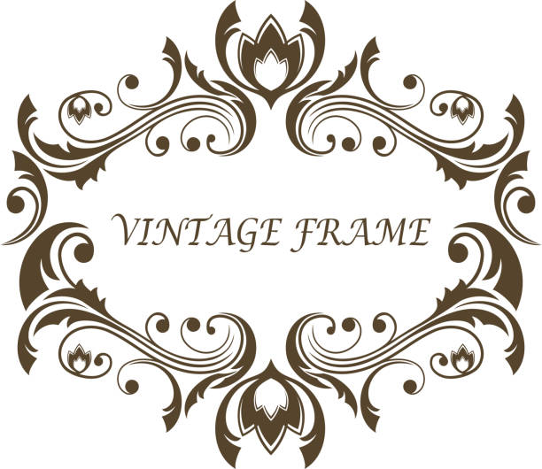 ヴィンテージの花柄とリーフフレーム - nostalgia frame obsolete certificate点のイラスト素材／クリップアート素材／マンガ素材／アイコン素材