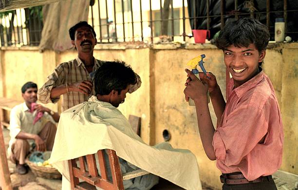 The barber's smile stock photo