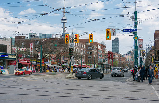 Cityscape of Toronto from Dufferin Gate on Dufferin street bridge nera Canadian National Exhibition Place, Toronto, Canada.