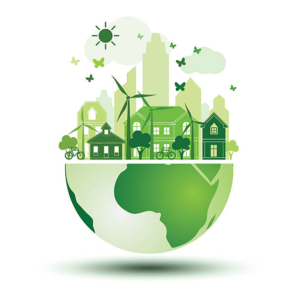 ilustraciones, imágenes clip art, dibujos animados e iconos de stock de verde a la ciudad - energy conservation