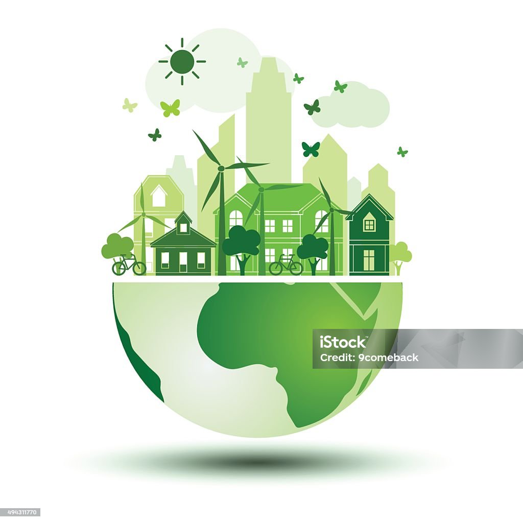 Green city green city with green Eco Earth concept ,vector illustration Sustainable Resources stock vector