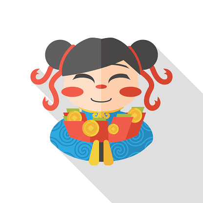 Chinese New Year Girl Flat Icon Stock Illustration - Download Image Now -  2015, Adult, Celebration - iStock