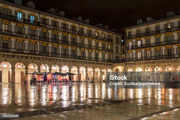 Constitution Square In San Sebastian Stock Photo - Download Image Now - Architecture, Building Exterior, Cafe