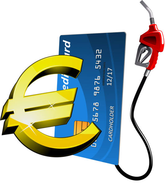 istock Credit card with gasoline nozzle and euro sign 494312416