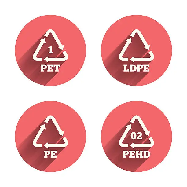 Vector illustration of PET, Ld-pe and Hd-pe. Polyethylene terephthalate