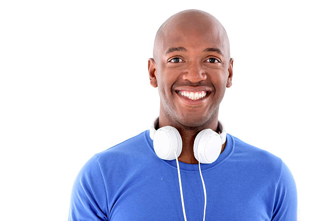istock Happy black man wearing headphones 494315404