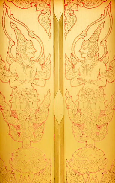 fairy thai style painting fairy thai style painting on church door fairy door fairy tale antique stock pictures, royalty-free photos & images