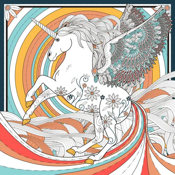 Vector illustration of fantastic unicorn