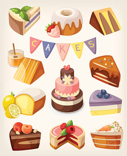 illustrazioni stock, clip art, cartoni animati e icone di tendenza di nd torte torte - muffin coffee cartoon cake