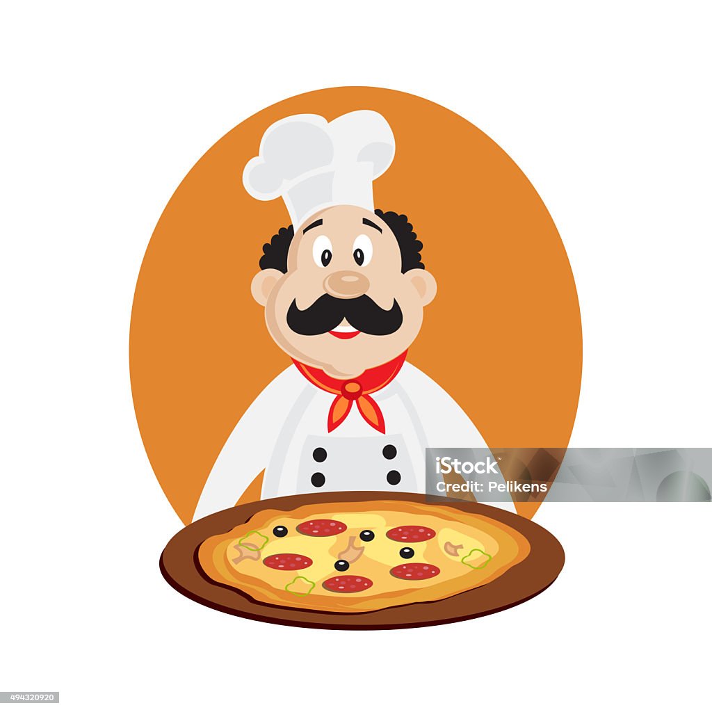 Funny Chef With Pizza Illustration Isolated Stock Illustration - Download  Image Now - 2015, Adult, Appetizer - iStock