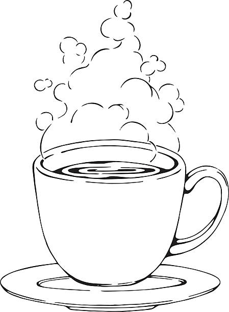 heißen kaffee zeichnung - hot chocolate coffee isolated on white cup stock-grafiken, -clipart, -cartoons und -symbole