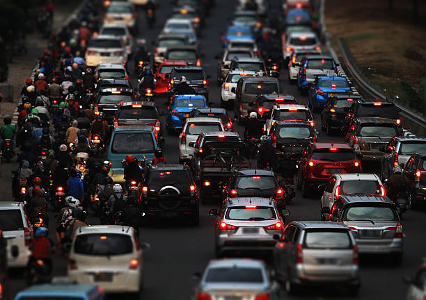 Traffic Jam at Rush Hour in Jakarta Traffic Jam at Rush Hour in Jakarta. Traffic jam is one of a big problem in megapolitan city like jakarta. jakarta stock pictures, royalty-free photos & images