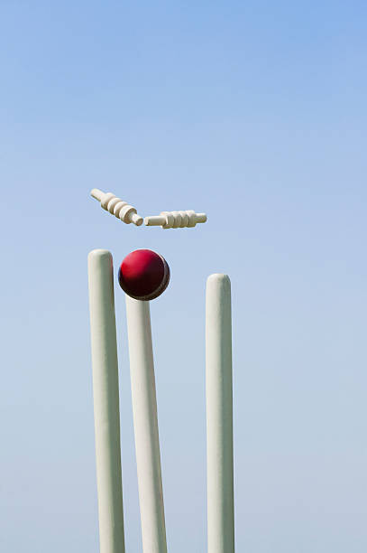 istock Cricket ball hitting stumps 494341144