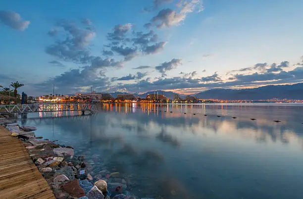 Photo of Morning view on the Aqaba gulf and Eilat city, Israel