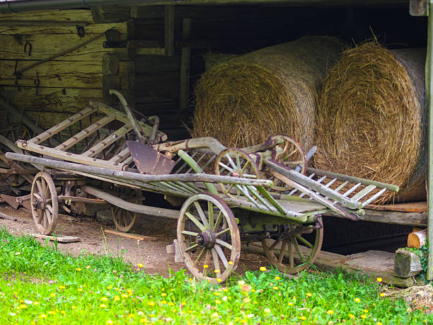 istock Traditional old farm wagon with plow 494343838
