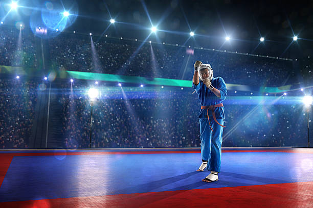 istock Kudo fighter is working out on the grand arena 494345178