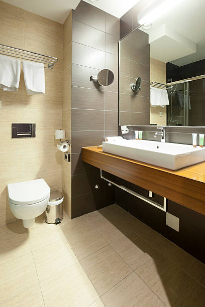 istock Hotel bathroom toilet and sink 494346679