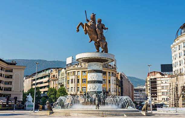 Alexander the Great Monument in Skopje - Macedonia Alexander the Great Monument in Skopje - Macedonia north macedonia stock pictures, royalty-free photos & images