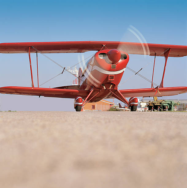 istock Red airplane ready to take off 494348427