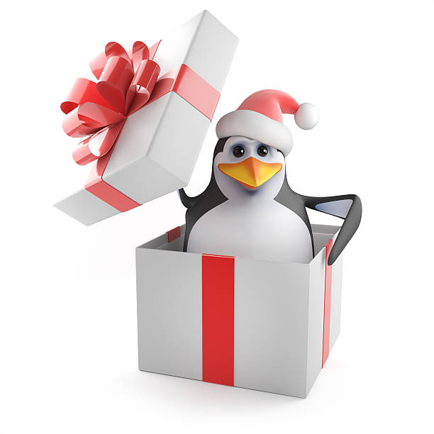 istock 3d Xmas penguin in the box 494350223
