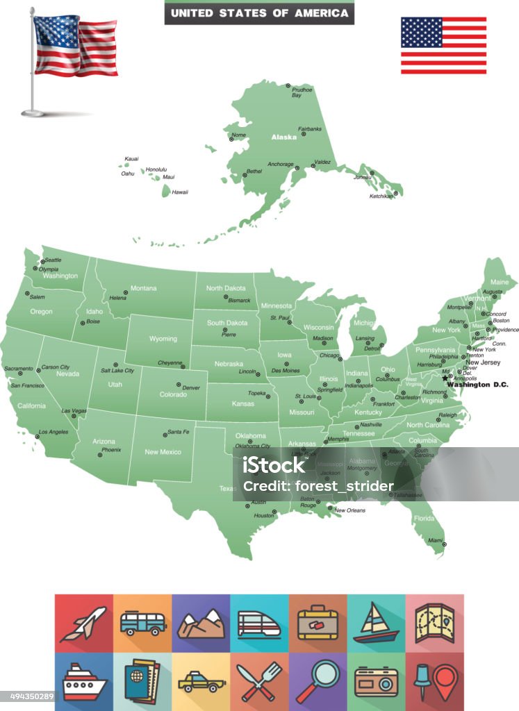 Соединенные Штаты Америки карта - Векторная графика Алабама роялти-фри