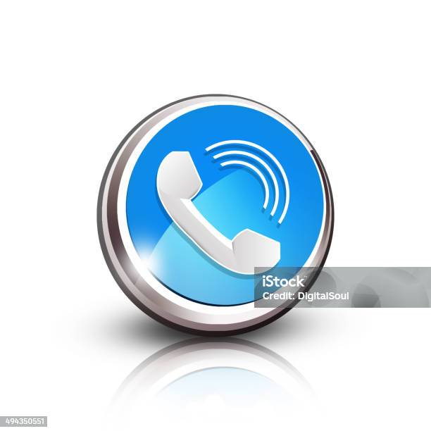 Telephone Icon Stock Illustration - Download Image Now - Call Button, Answering Machine, Blue