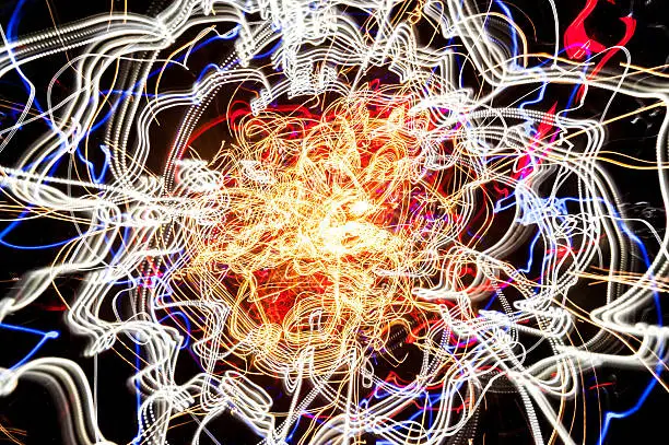 random light-trail motion blur fireball