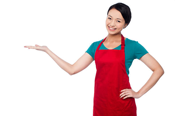 istock Female chef promoting bakery product 494352115