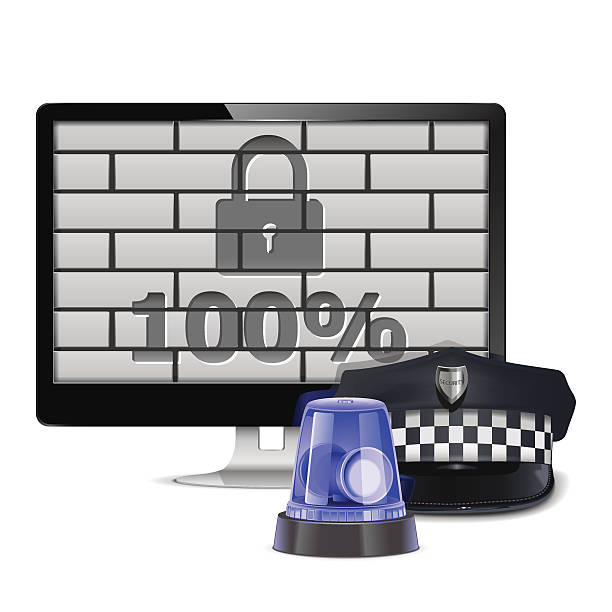 ilustrações de stock, clip art, desenhos animados e ícones de vector conceito de segurança do computador - shield shielding riot shield computer