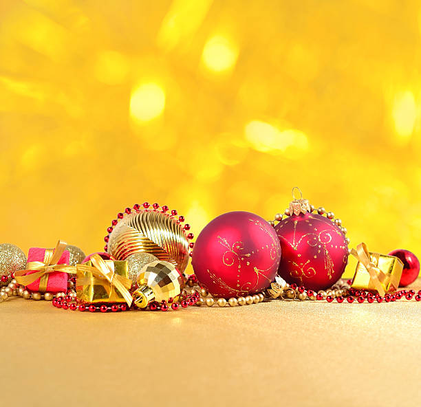 istock Golden and red Christmas decorations 494354540