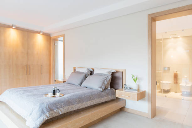 istock Luxury bedroom and ensuite bathroom 494358083