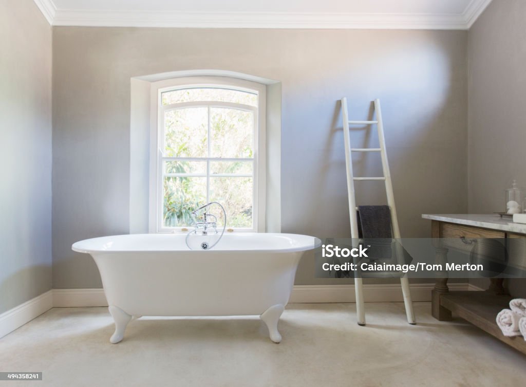 Claw foot tub in luxury bathroom  Free Standing Bath Stock Photo