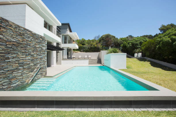 istock Modern house with swimming pool 494358285