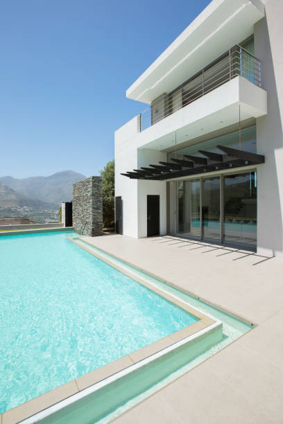 istock Modern house and swimming pool 494358335